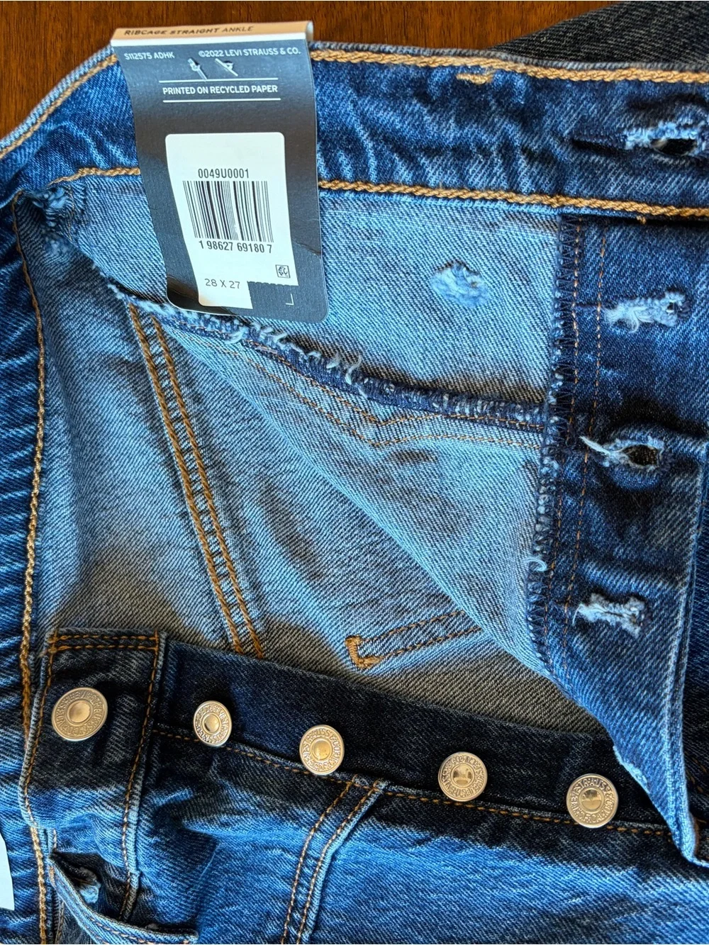 NWT Levi’s Ribcage Straight Ankle High Rise Jeans Dark Wash 28x27